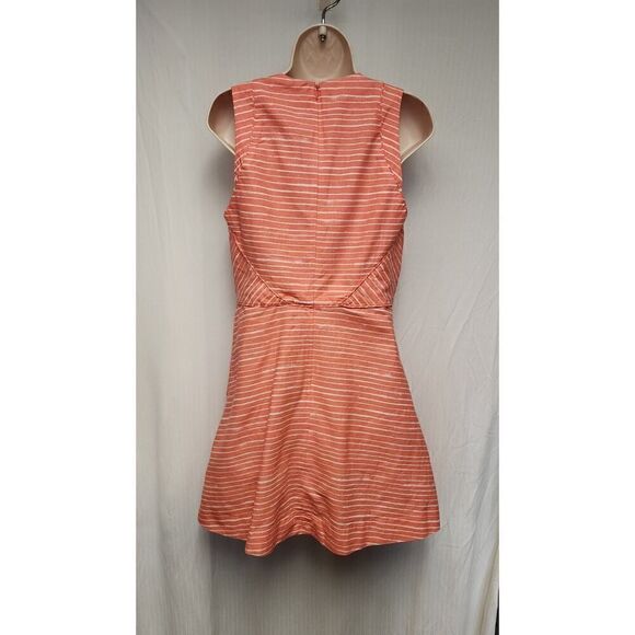 Gap Striped Fit & Flare Sleeveless Crew Neck Above Knee Dress Color Coral Size 8 - Picture 5 of 12